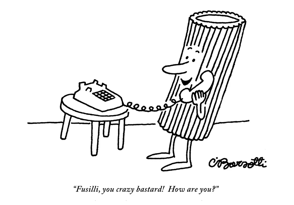 laughter is best midlife medicine; fusilli conde nast cartoon 